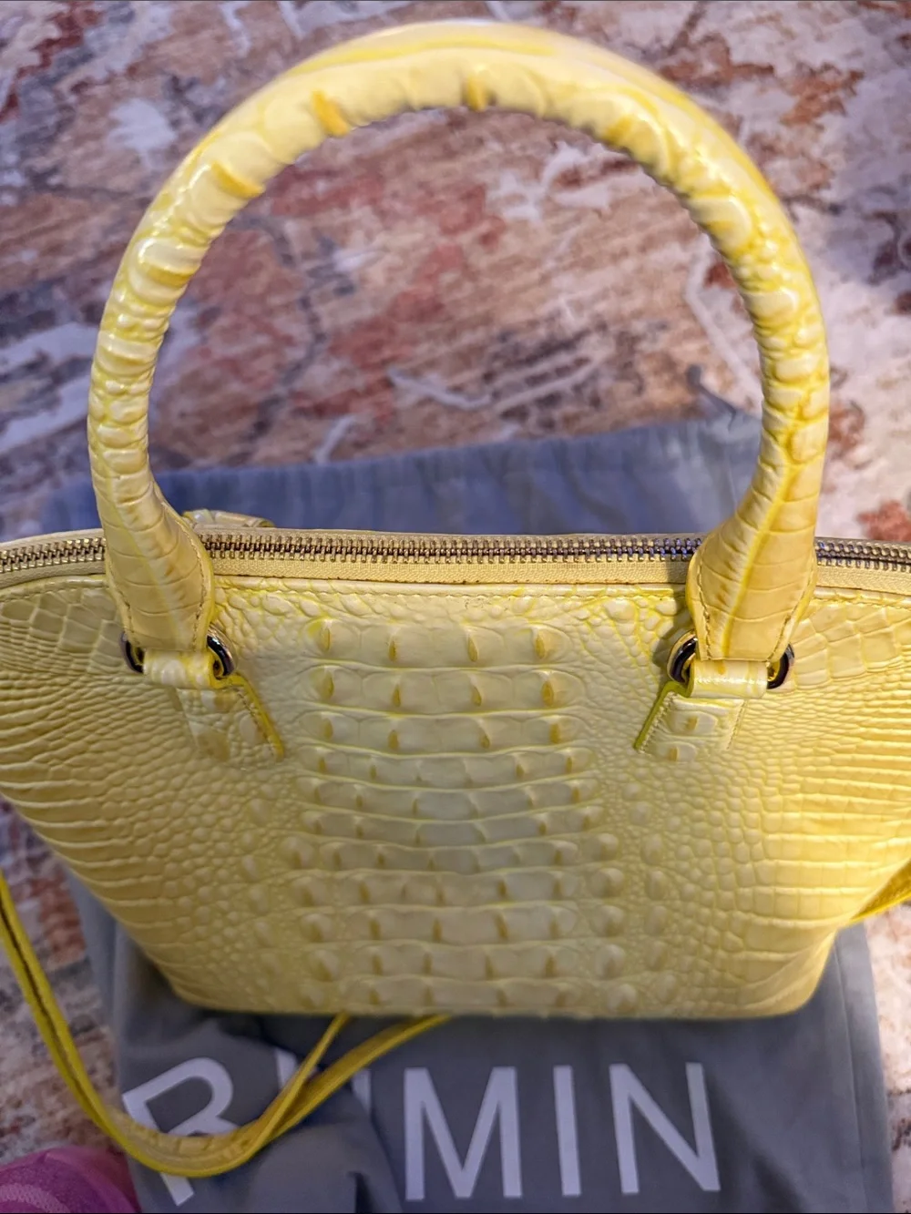 Brahmin Lemon Croc-Embossed Leather Satchel